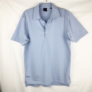 Dunning Golf Polo Shirt Blue Black Striped Shirt size S